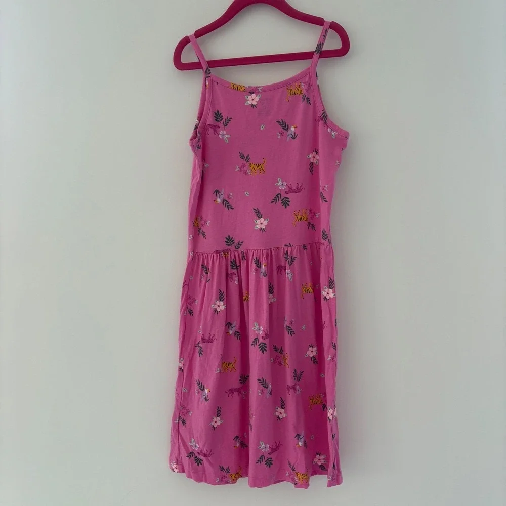 Carter's Girls Size 12 Pink Dress Tiger Floral Print‎ Sleeveless Casual Summer